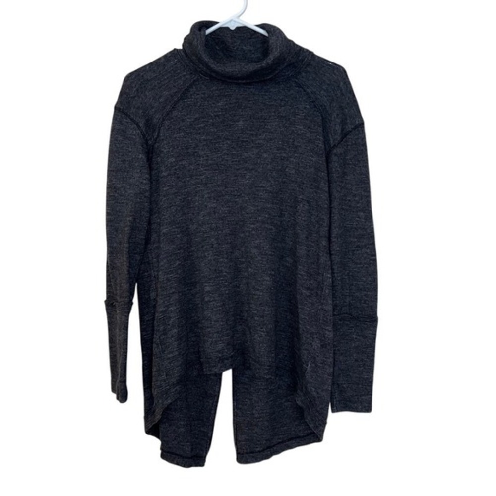 We the Free Turtleneck Split Back Long Sleeve Knit Shirt Gray Size Medium - Picture 2 of 7
